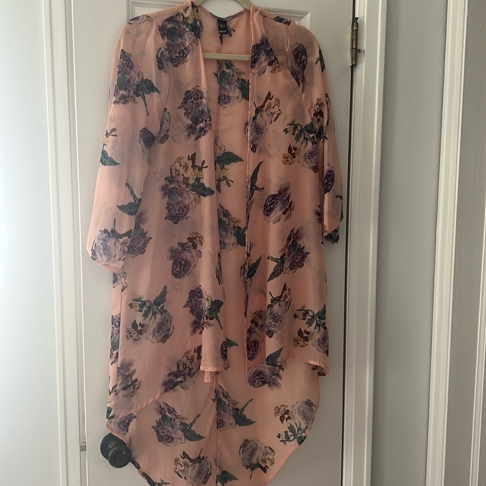 Floral sheer kimono